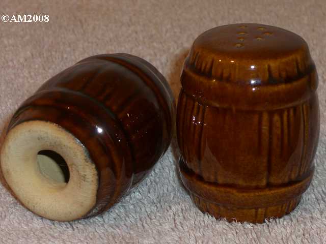 Frankoma barrel shakers glazed sorghum brown